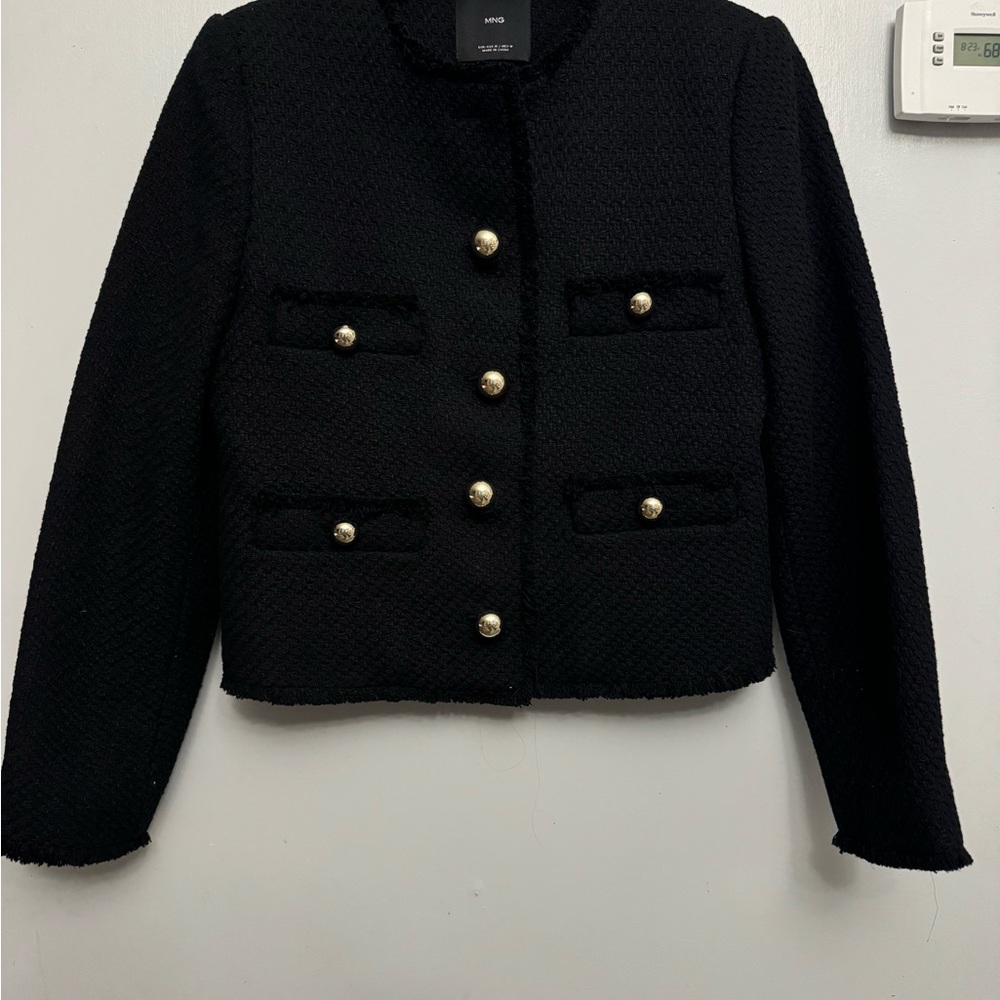 Mango Black and Gold Cropped Blazer